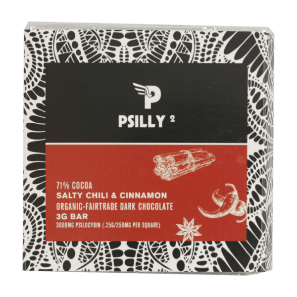 Psilly - Dark Chocolate Bar - Salty Chili & Cinnamon | Funguyz Canada
