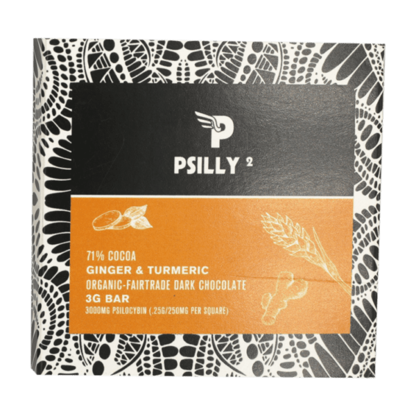 Psilly - Dark Chocolate Bar - Ginger & Turmeric | Funguyz Canada