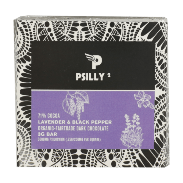Psilly - Dark Chocolate Bar - Lavender & Black Pepper | Funguyz Canada